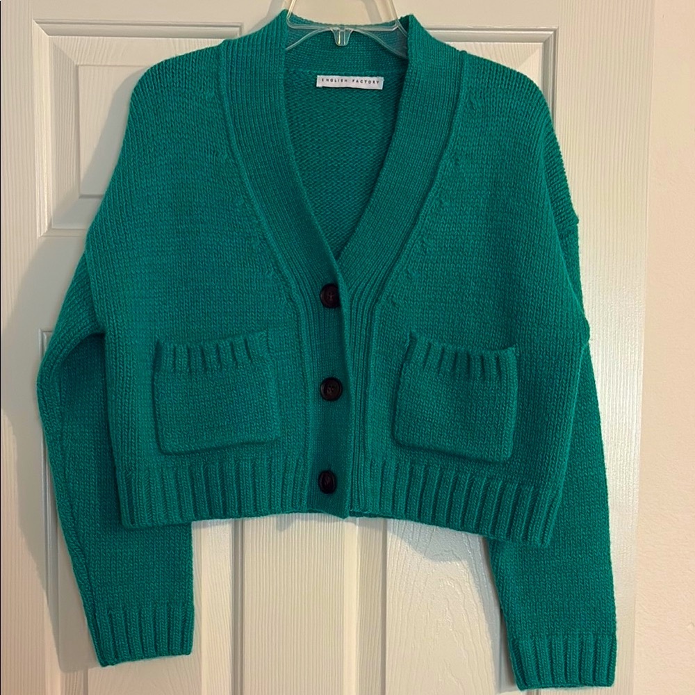 English Factory Anthropologie Green Cardigan Sweater✨NWOT